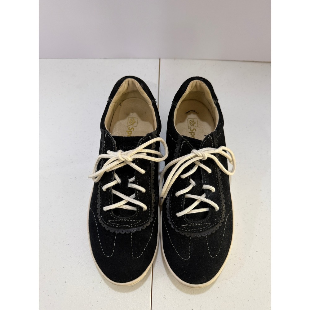 SpenCo Womens‎ 9.5 Black Suede Lace Up Casual Sneakers